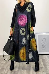 Garā kleita ar ziediem (DZXX) - lielie izmēri sievietēm