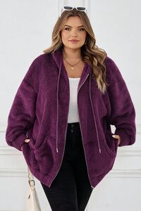 lielieizmeri Silta un mīksta jaka ar kapuci M-144349139 sievietēm